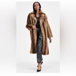Elegant Brown Faux Fur coat, size L, NWT